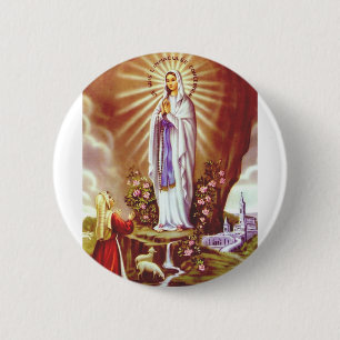 Our Lady of Lourdes 6 Cm Round Badge