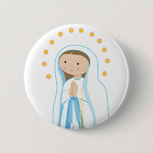 Our Lady of Lourdes 6 Cm Round Badge