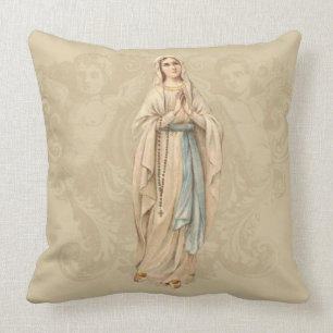 Our Lady of Lourdes Angels Catholic Prayer Cushion
