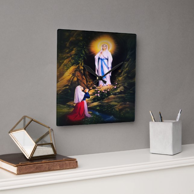 Our Lady of Lourdes Square Wall Clock (Office)