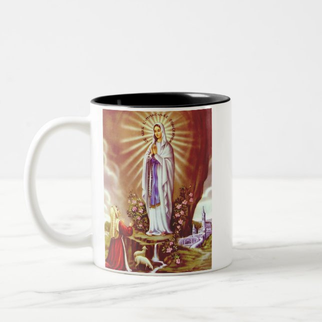 Our Lady of Lourdes Two-Tone Coffee Mug (Left)
