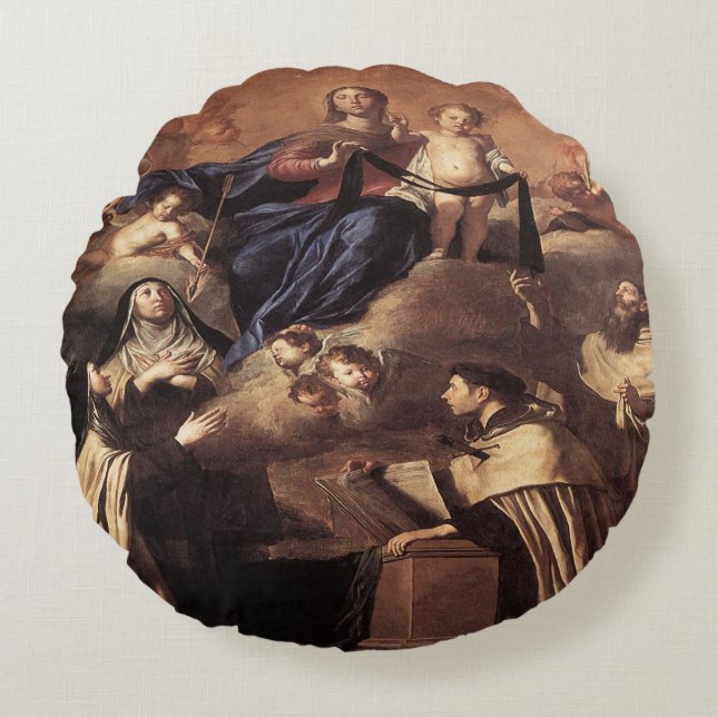 Our Lady of Mount Carmel 1641 Round Cushion (Front)