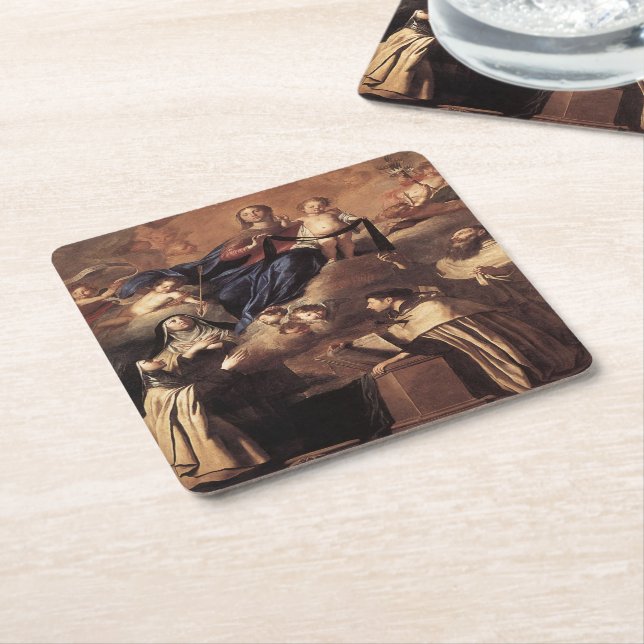 Our Lady of Mount Carmel 1641 Square Paper Coaster (Angled)