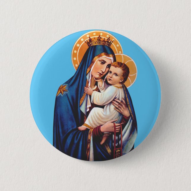 Our Lady of Mount Carmel 6 Cm Round Badge (Front)