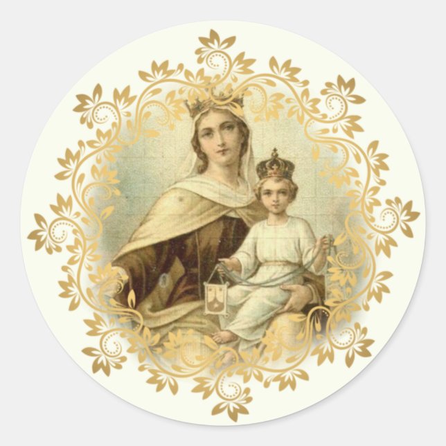 Our Lady of Mount Carmel  Baby Jesus Scapular Classic Round Sticker (Front)