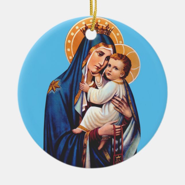 Our Lady of Mount Carmel Ceramic Tree Decoration (Front)