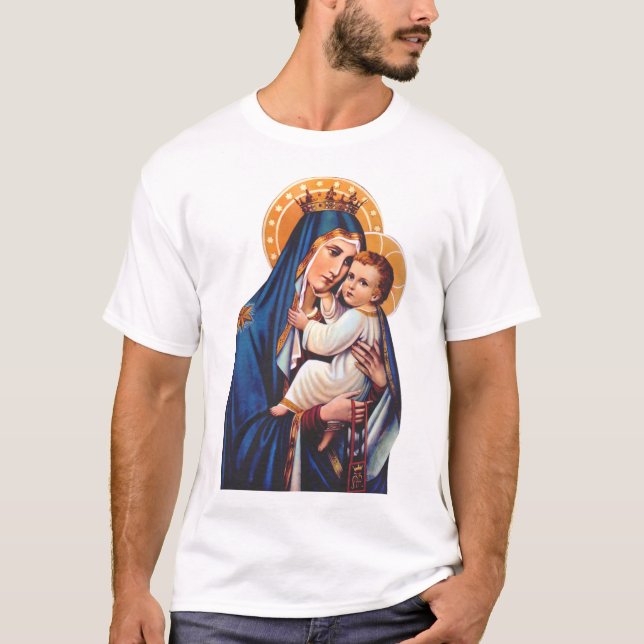 Our Lady of Mount Carmel Devotional Art T-Shirt (Front)