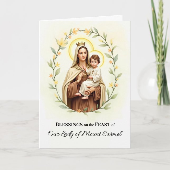 Our Lady of Mount Carmel Feast Day Blessings Card (Front)