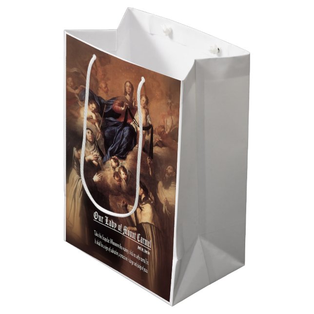 Our Lady of Mount Carmel Prayer Medium Gift Bag (Front Angled)