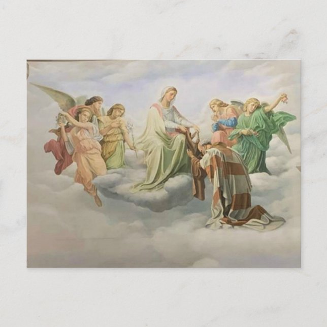 Our Lady of Mount Carmel St. Simon Stock Scapular Holiday Postcard (Front)