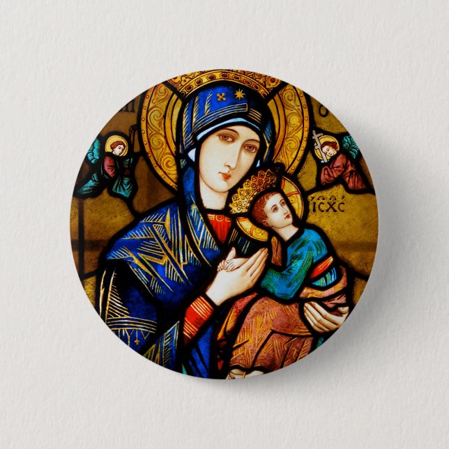 our lady of perpetual help 6 cm round badge (Front)