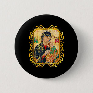 Our Lady Of Perpetual Help Blessed Mother Mary Cat 6 Cm Round Badge