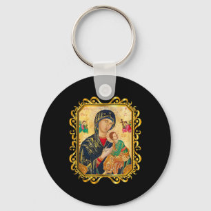 Our Lady Of Perpetual Help Blessed Mother Mary Cat Key Ring