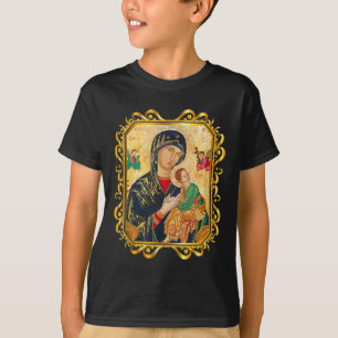 Our Lady Of Perpetual Help Blessed Mother Mary Cat T-Shirt