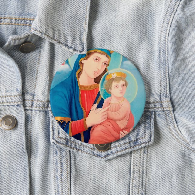 Our Lady of Perpetual Help Catholic 10 Cm Round Badge (In Situ)