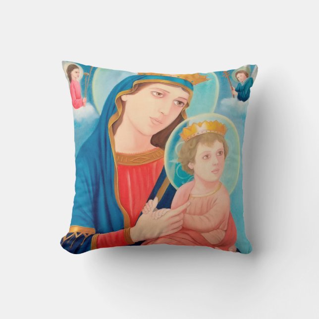 Our Lady of Perpetual Help Catholic Cushion (Front)