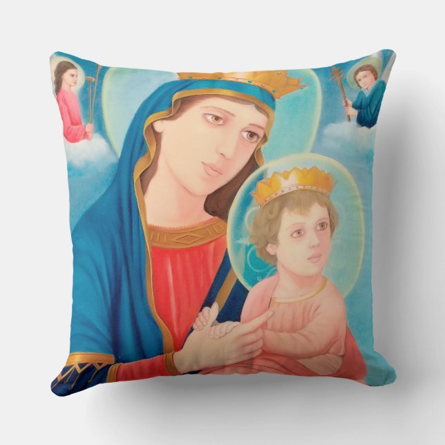 Our Lady of Perpetual Help Catholic Cushion (Back)