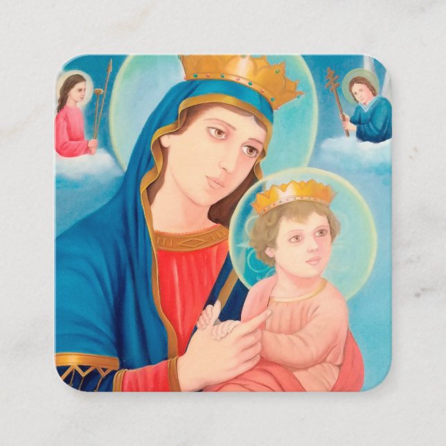 Our Lady of Perpetual Help Catholic Square Business Card (Front)
