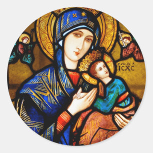 our lady of perpetual help classic round sticker