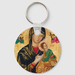 Our Lady of Perpetual Help Icon Virgin Mary Art Key Ring