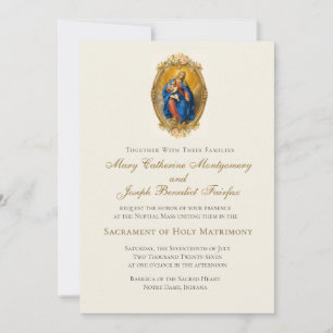 Our Lady of Pompei Catholic Wedding Nuptial Mass Invitation