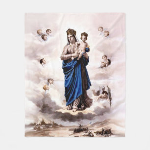 Our Lady of Prompt Succor BW Fleece Blanket