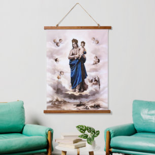 Our Lady of Prompt Succour BW Hanging Tapestry