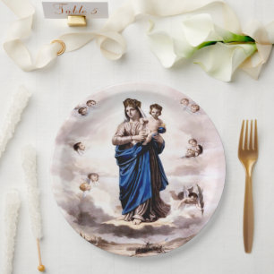 Our Lady of Prompt Succour BW Paper Plate