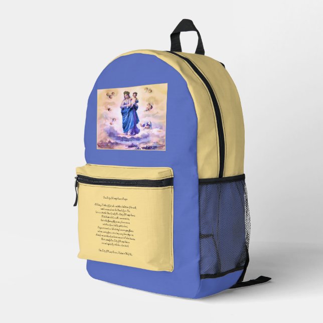Our Lady of Prompt Succour with Prayer Printed Backpack (Back Corner Right)