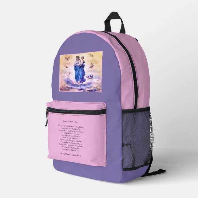 Our Lady of Prompt Succour with Prayer Printed Backpack (Back Corner Right)