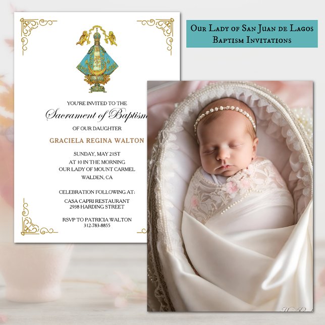 Our Lady of San Juan de los Lagos Baptism Invitation (Easy to perzonalize! )