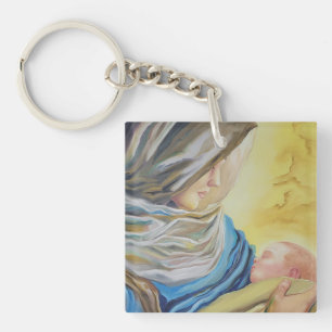 Our Lady of Silence holding baby Jesus Key Ring