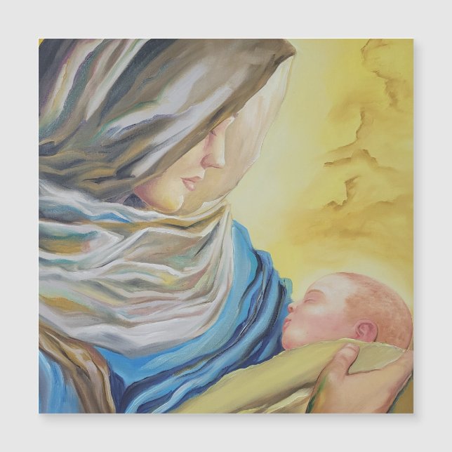 Our Lady of Silence holding baby Jesus Magnetic Invitation (Front)