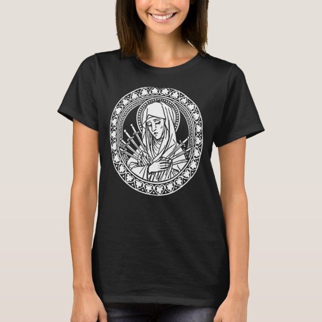 Our Lady of Sorrows Mater Dolorosa Mary Breviarium T-Shirt (Front)