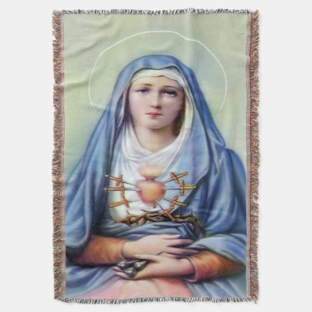 Our Lady of Sorrows Throw Blanket (Front Vertical)