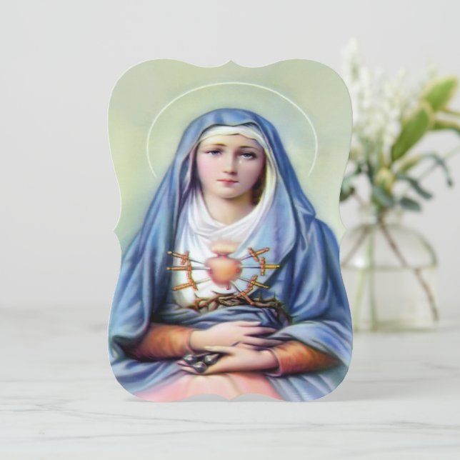 Our Lady of Sorrows with Prayer Invitation (Standing Front)