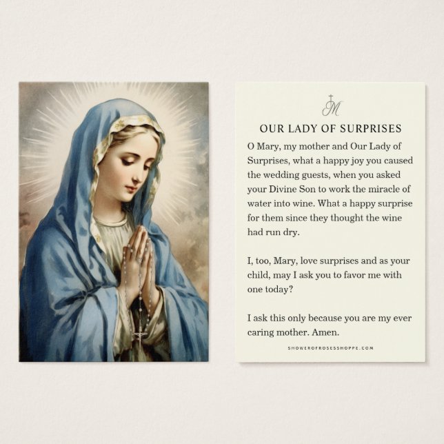 Our Lady of Surprises Prayer Catholic Holy Card (Front & Back)