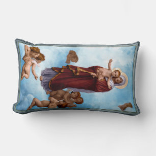 Our Lady of the Angels by William Bouguereau Lumbar Cushion