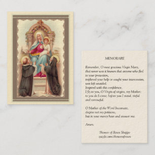 Our Lady of the Rosary Prayer Memorare Holy Card