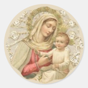 Our Lady of the Rosary with the Baby Jesus Classic Round Sticker