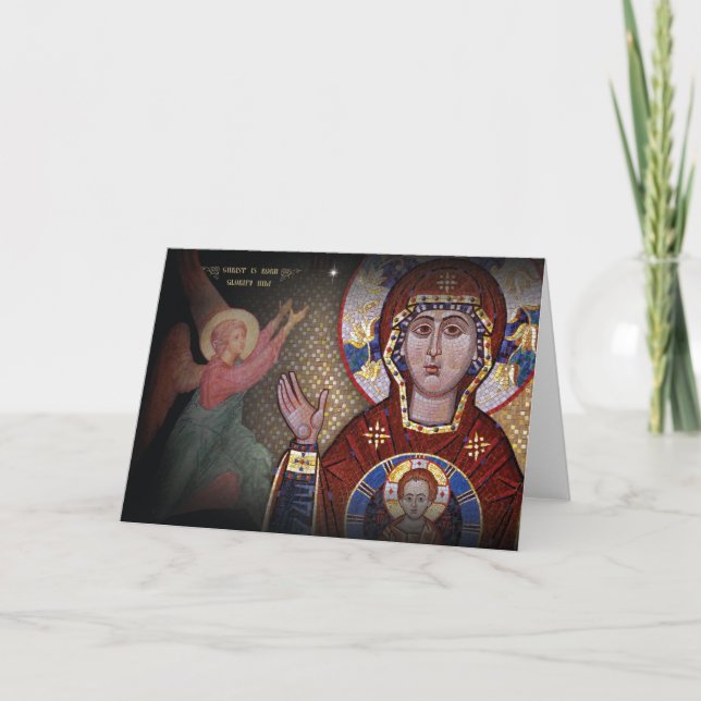 Our Lady of the Sign Orthodox Christmas card (Front)