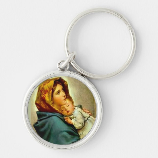 Our Lady of the Street Blessed Mother Baby Jesus Key Ring (Front)