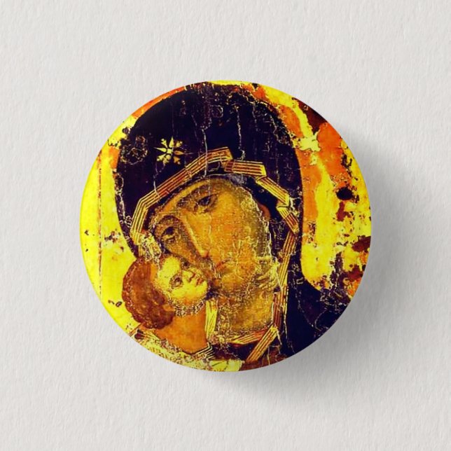 Our Lady of Vladimir 3 Cm Round Badge (Front)