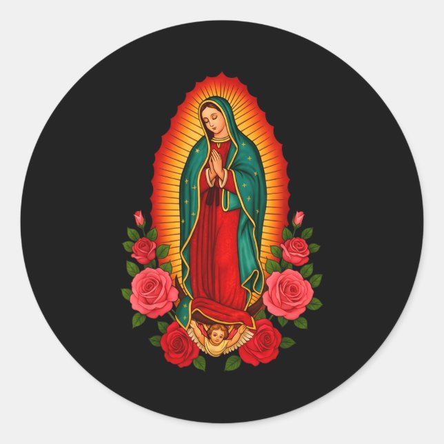 Our Lady Virgen De Guadalupe Saint Virgin Mary - C Classic Round Sticker (Front)