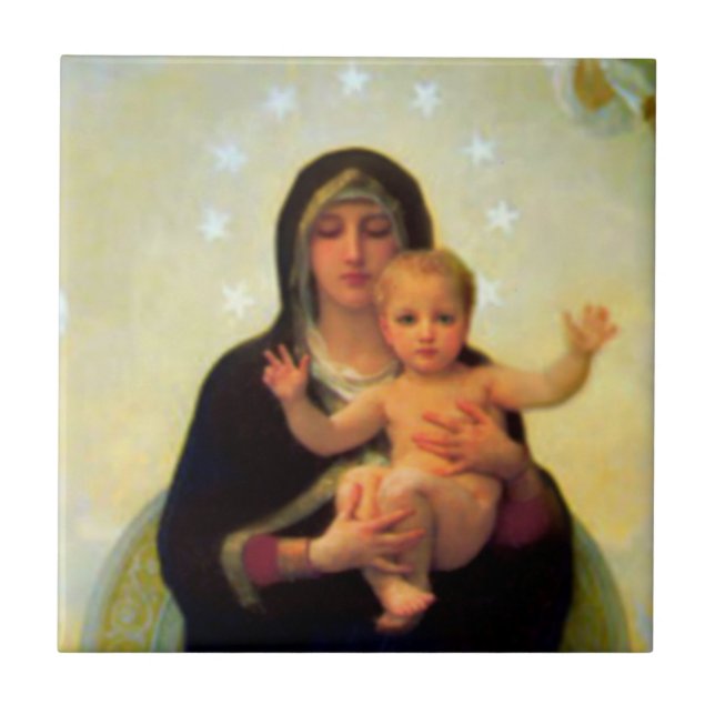 Our Lady Virgin Mary & Baby Jesus Ceramic Tile (Front)