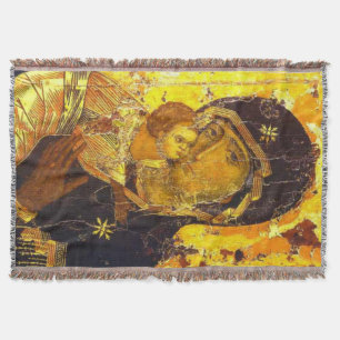 Our Lady Virgin Mary of Vladimir Throw Blanket