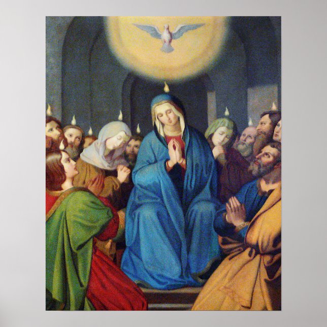 Our Lady Virgin Mary Pentecost Holy Spirit Poster (Front)
