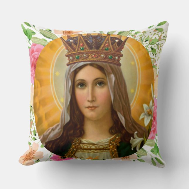 Our Lady Virgin Mary Religious Catholic Cushion (Front)