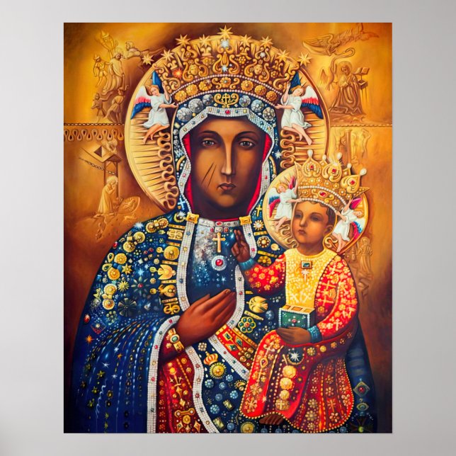 Our Lady Virgin Mary Vladimir Czestochowa Catholic Poster (Front)