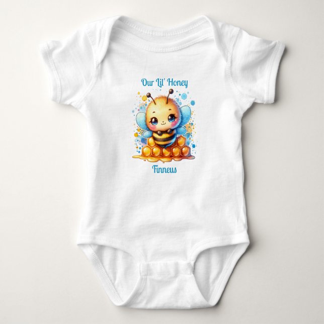 Our Lil' Honey | Honey bee themed Personalised Baby Bodysuit (Front)